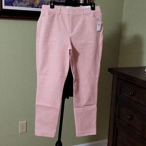 Pale pink daisy pixie high rise pants